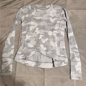 lululemon athletica Light Grey Camo Long Sleeve Top
